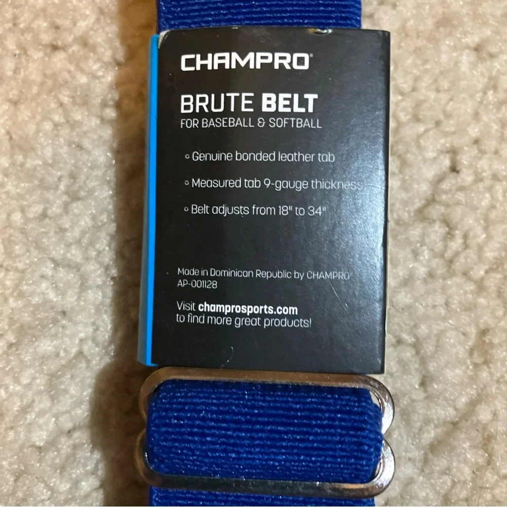 Champro Brute Youth Baseball Softball Belt Blue 1.25” Wide NWT
